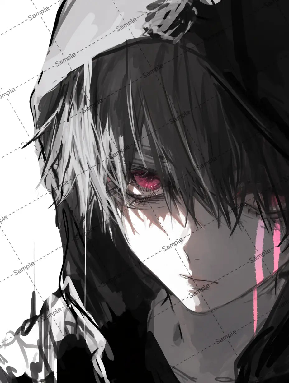 下から見上げてくる病み系男子のイラスト-アイコン AI イラスト