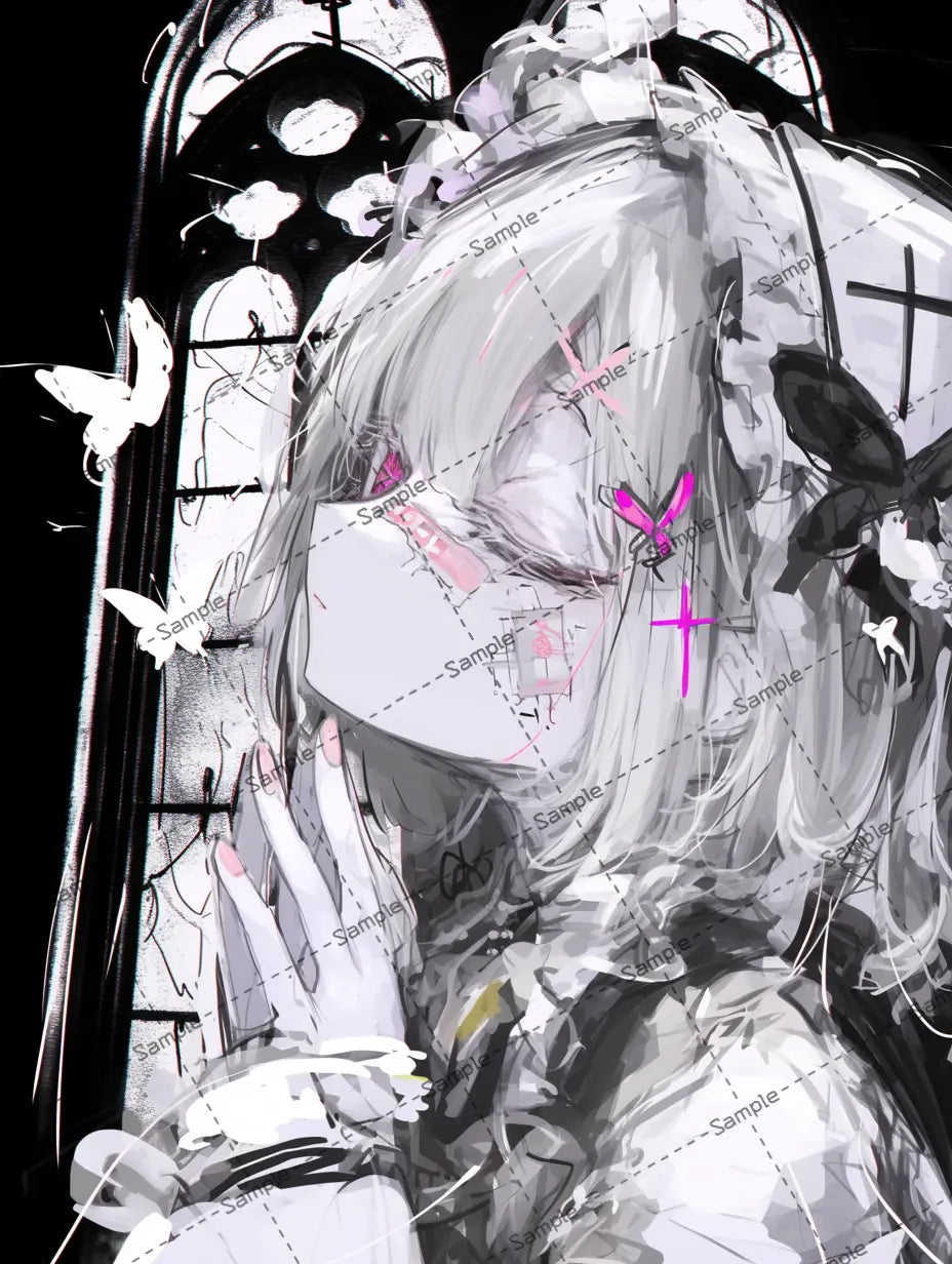教会で祈る少女のイラスト-アイコン AI イラスト