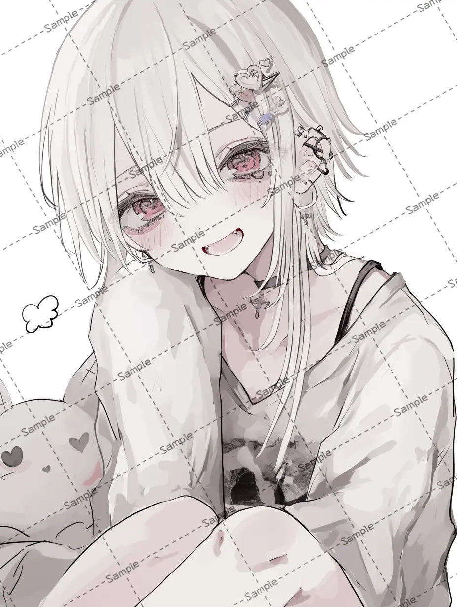 ダボダボな服を着た病み系女子のイラスト-アイコン AI イラスト