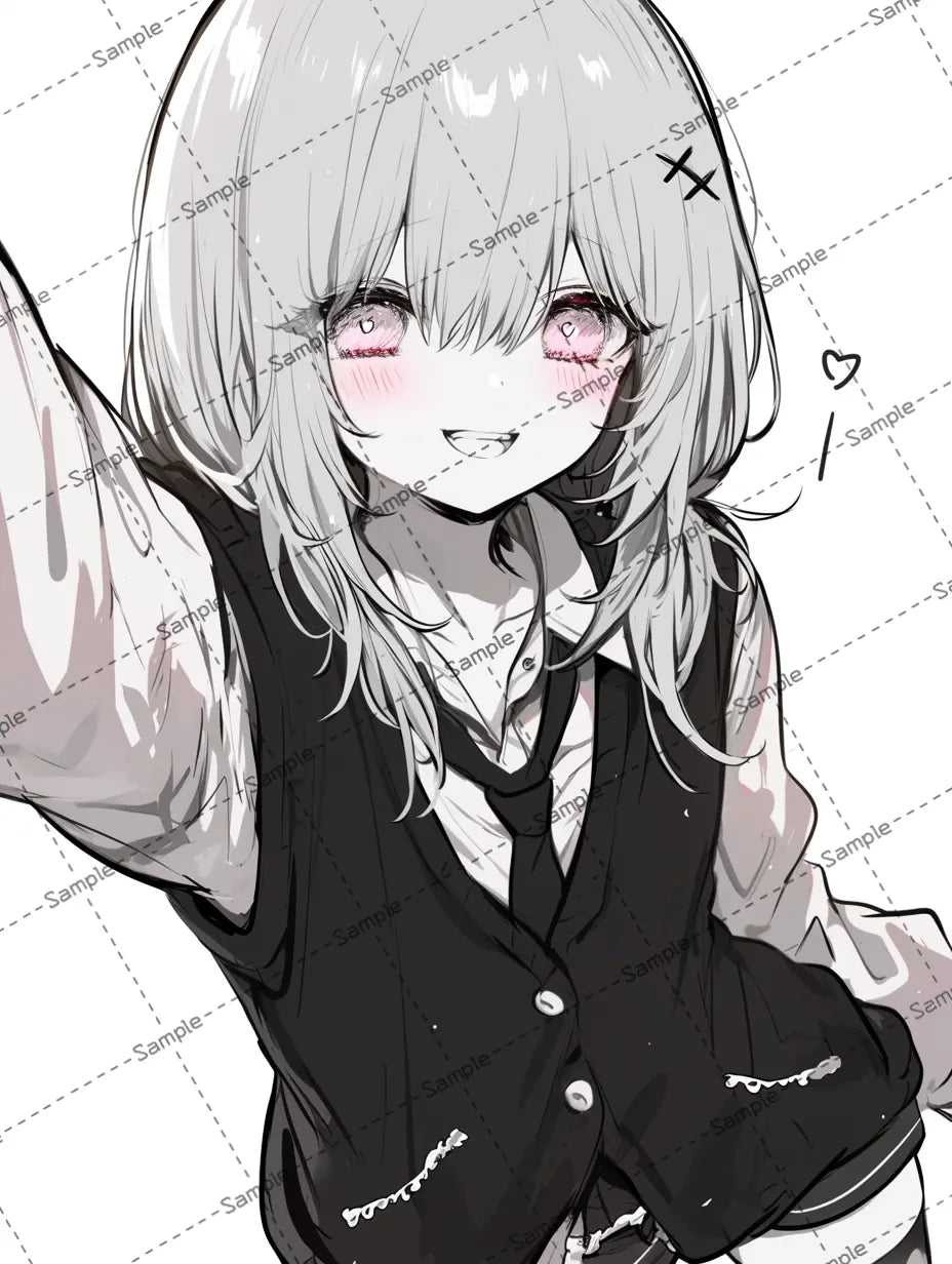 自撮りしている病み系女子のイラスト-アイコン AI イラスト