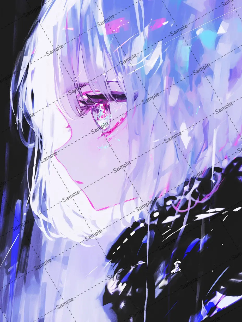 目の大きい女の横顔のイラスト-アイコン AI イラスト