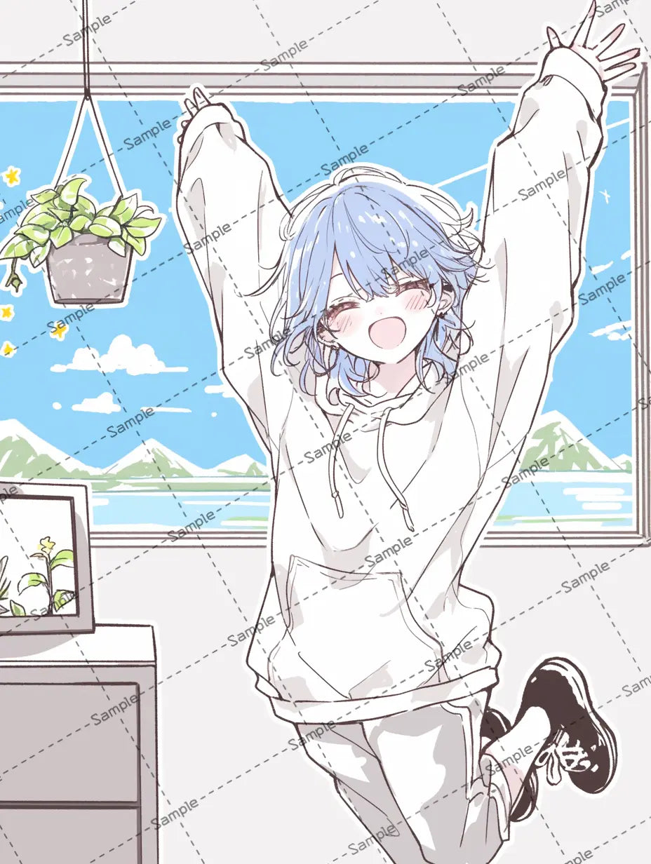 ジャンプしている可愛い女の子のイラスト-アイコン AI イラスト