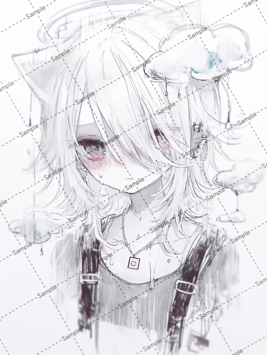 雲に囲まれた女の子のイラスト AI イラスト
