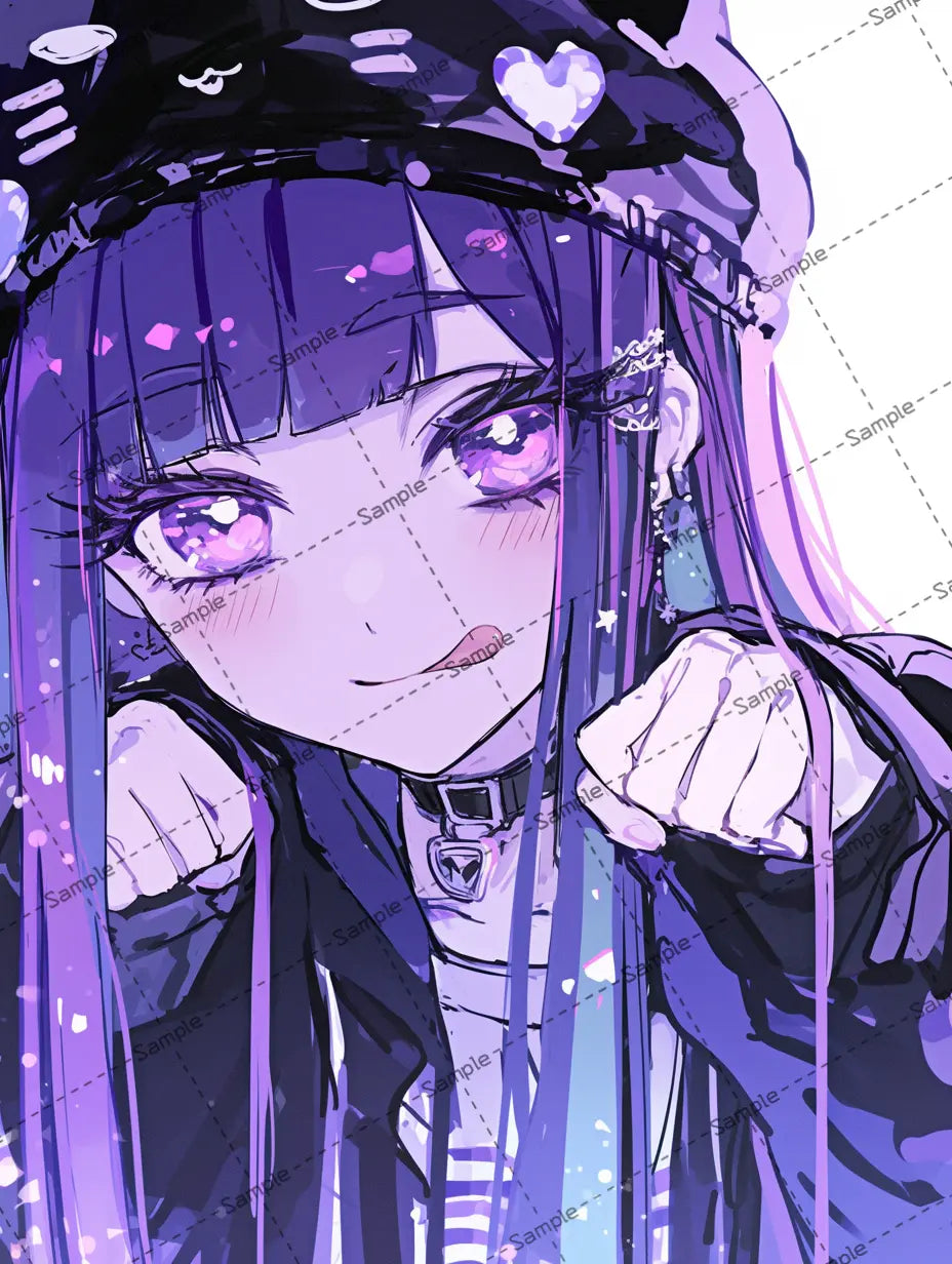 舌を出しながらネコポーズする女の子のイラスト AI イラスト