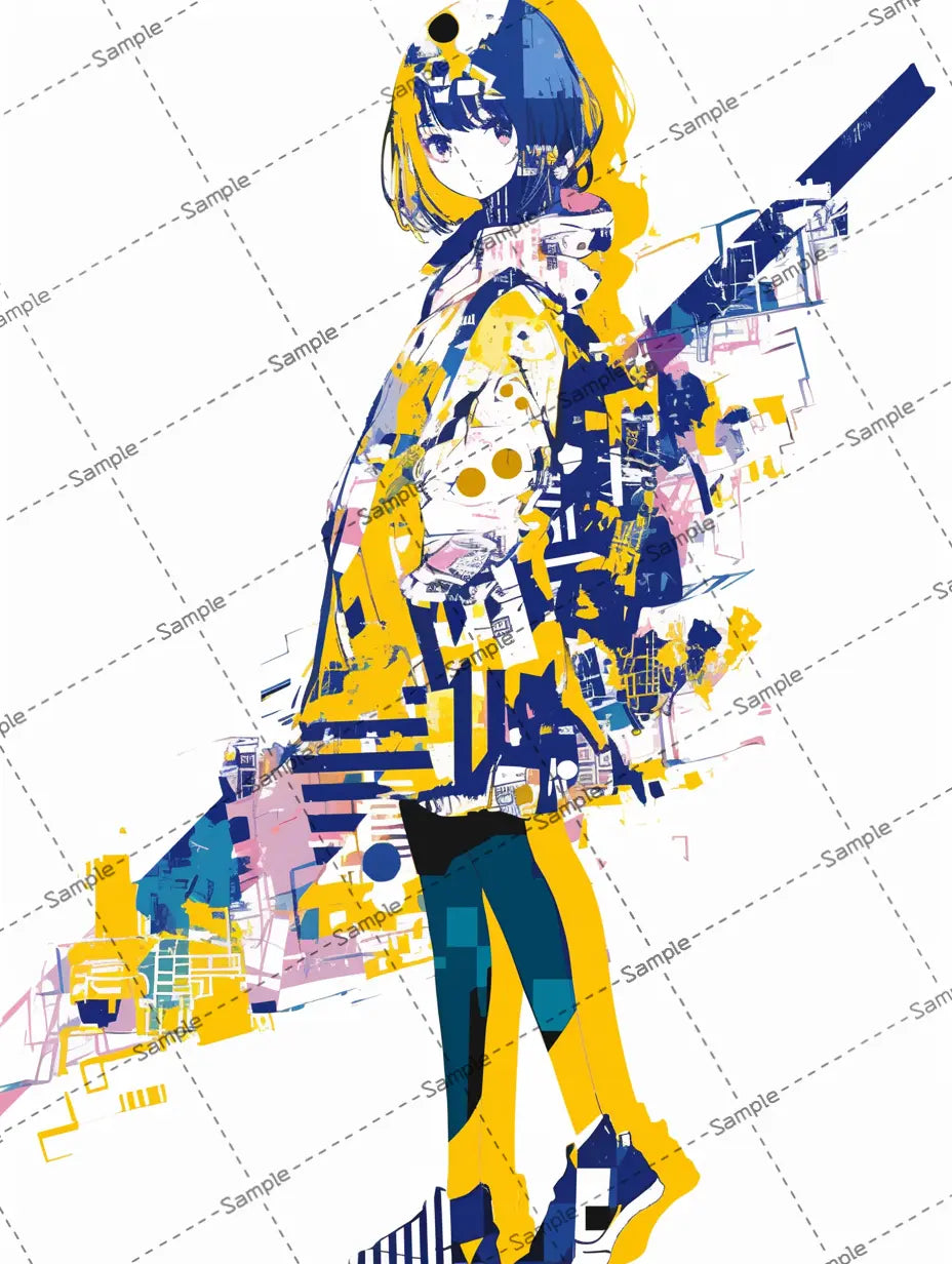 女の子のイラスト-アイコン/ デジタルアート風 -