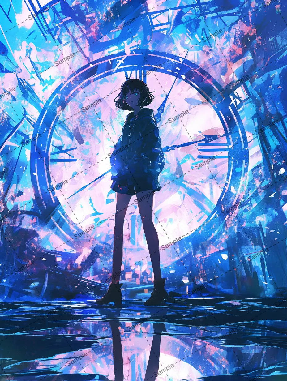 明暗の強いコントラストで描かれた女の子のイラスト AI イラスト