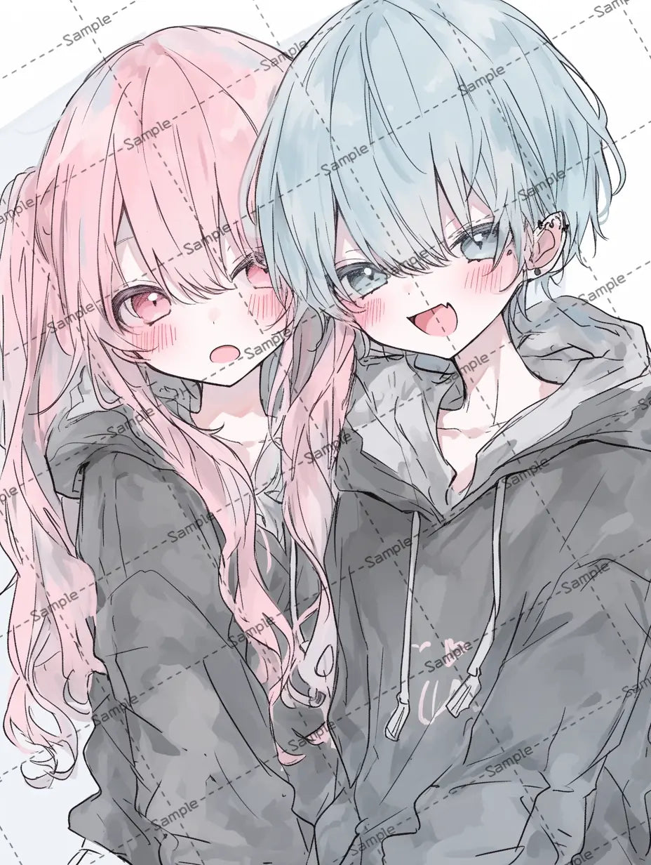 カップルのイラスト-アイコン/ 漫画スタイル AI イラスト