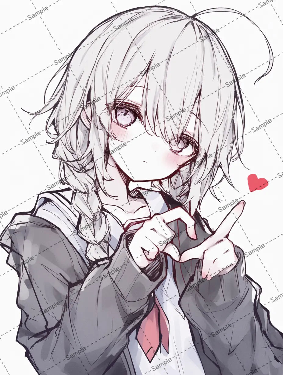 三つ編みヘアの可愛い女の子のアイコン AI イラスト