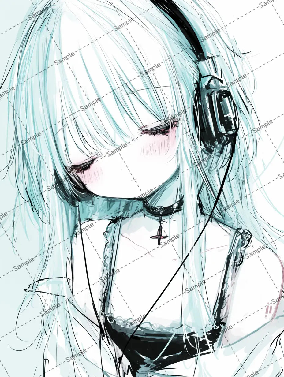 目をつぶっている可愛い少女のアイコン AI イラスト