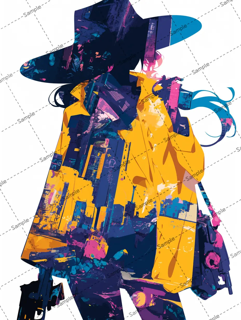 カラフルでオシャレな女のシルエットのアイコン AI イラスト