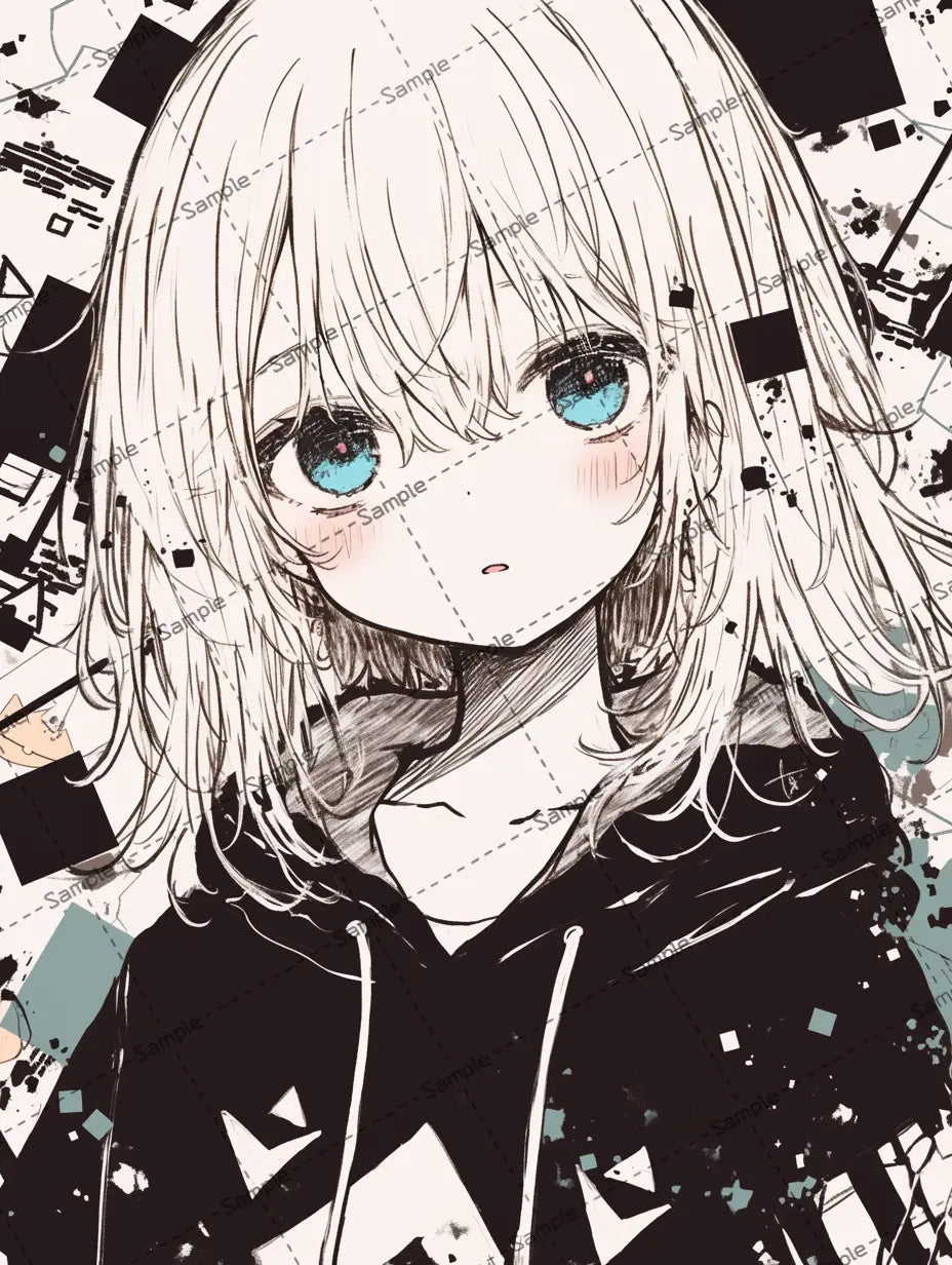 ホワイトカラーヘアの可愛い女の子のイラスト AI イラスト