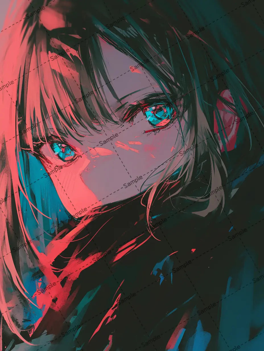 マフラーを巻いているカッコイイ女の子のアイコン AI イラスト