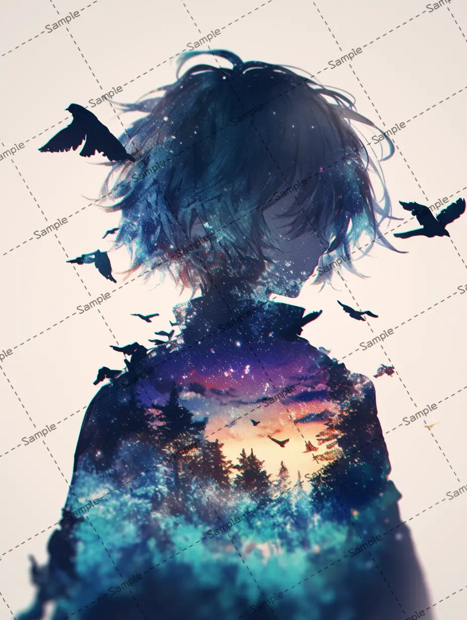 男の子のイラスト-アイコン /二重露光 AI イラスト