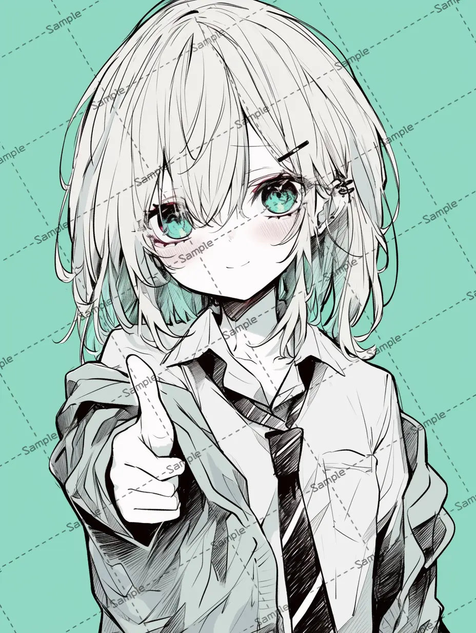グットポーズをする可愛い女の子のアイコン AI イラスト