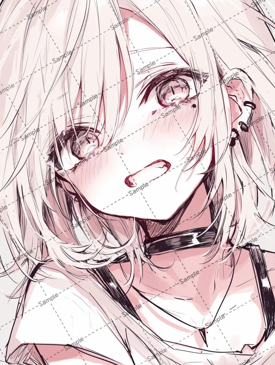 顔を赤らめている可愛い女の子のアイコン AI イラスト