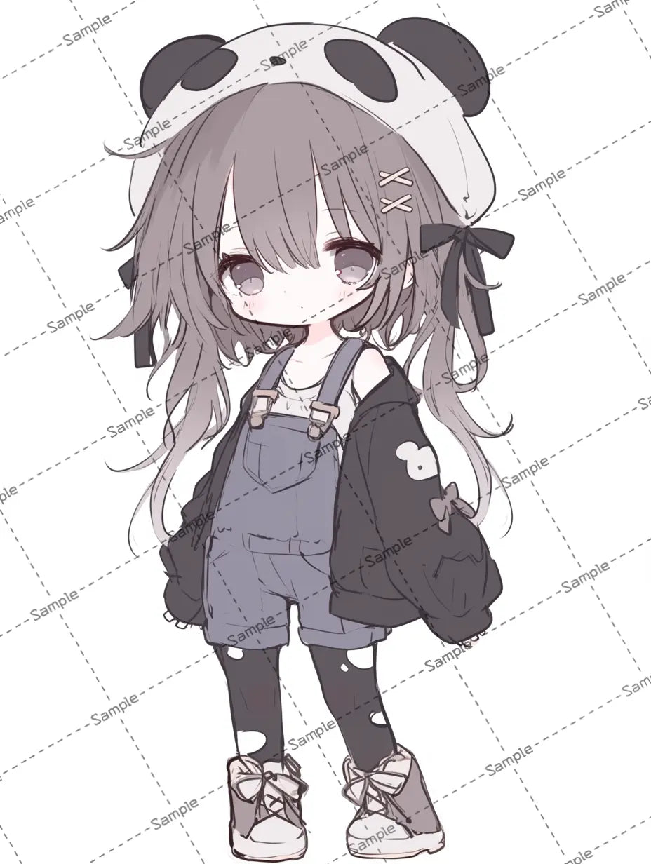 可愛い小さなアニメの女の子のイラスト-アイコン AI イラスト