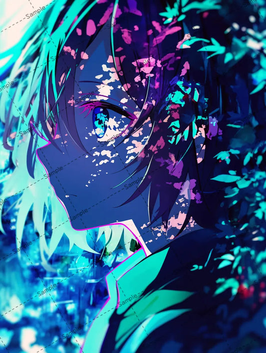花びらが散りばめられた女の子のイラスト-アイコン AI イラスト