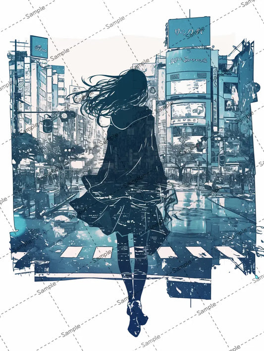 体が透けている女の子の後ろ姿のアイコン AI イラスト