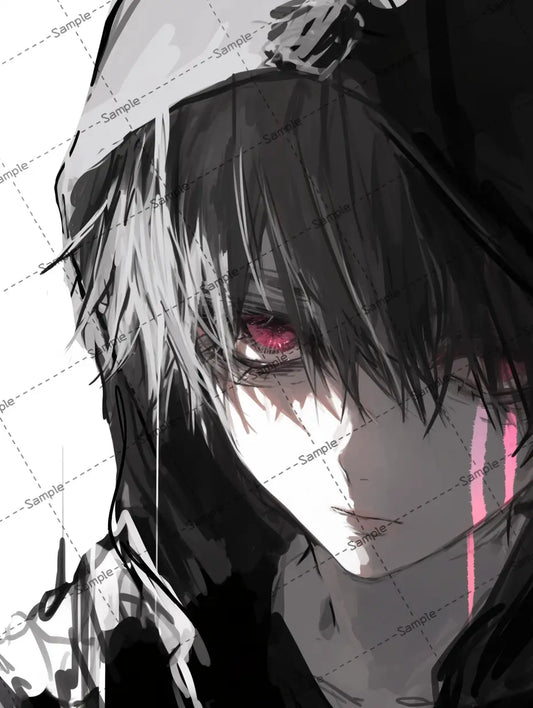 下から見上げてくる病み系男子のイラスト-アイコン AI イラスト