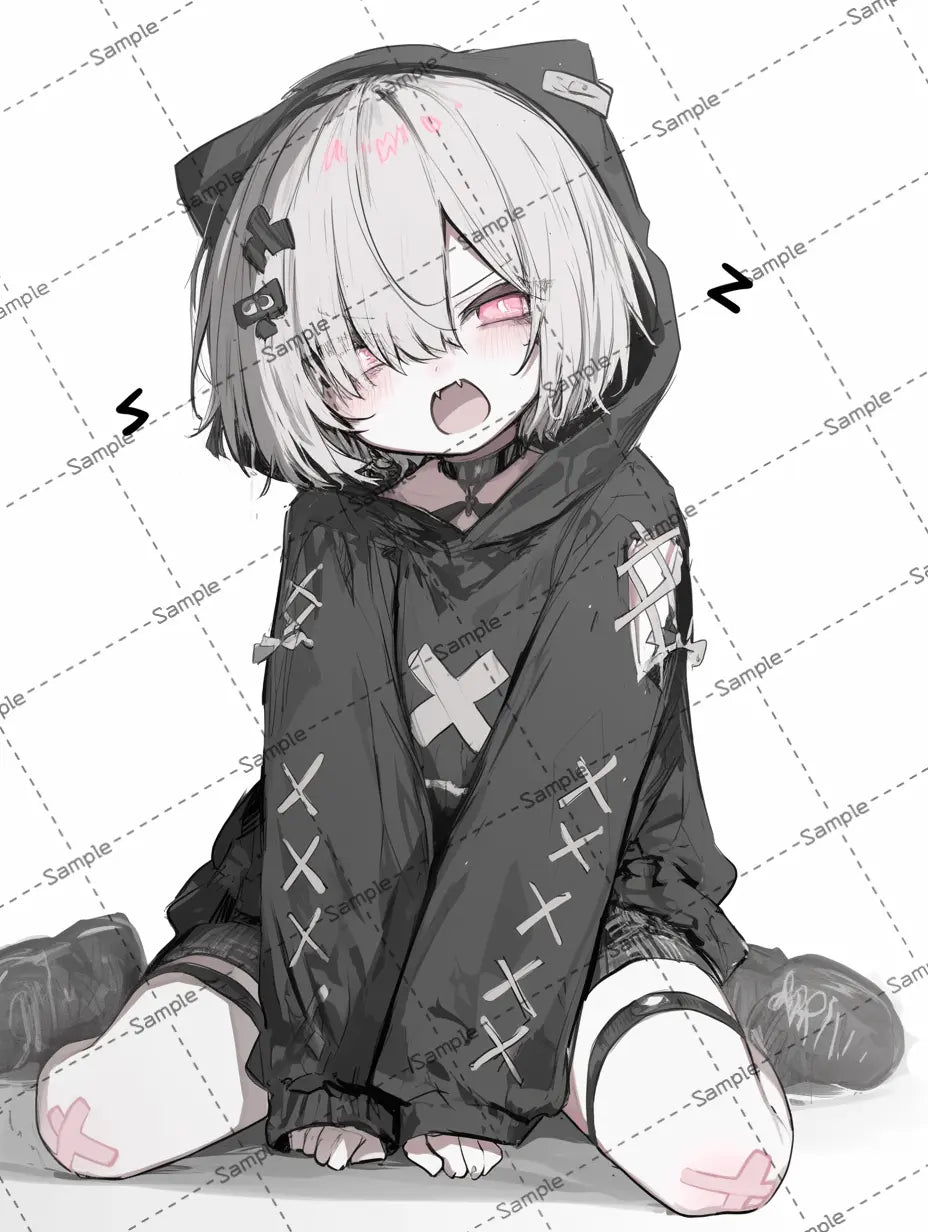 怒っている病み系女子のイラスト-アイコン AI イラスト