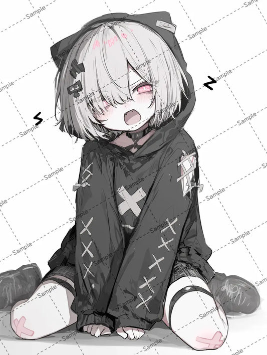 怒っている病み系女子のイラスト-アイコン AI イラスト