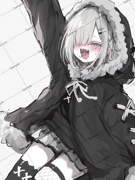 喜んでいる病み系女子のイラスト-アイコン AI イラスト