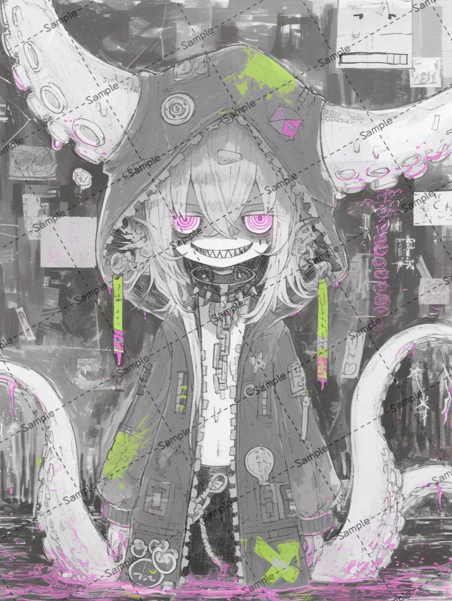 不気味な笑みを浮かべるキャラクターのイラスト-アイコン AI イラスト