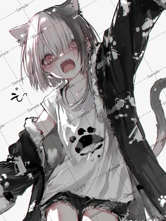 泣いている可愛い病み系女子のイラスト-アイコン AI イラスト