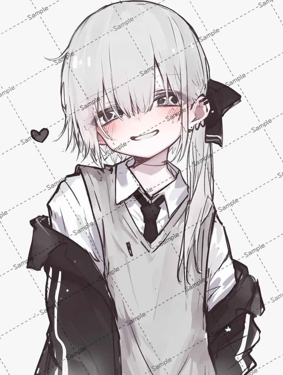 制服を着た小さな女の子のイラスト-アイコン AI イラスト