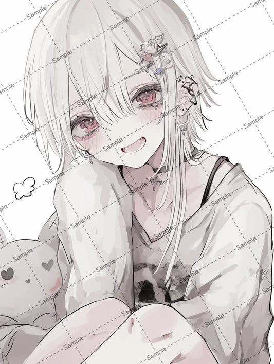 ダボダボな服を着た病み系女子のイラスト-アイコン AI イラスト
