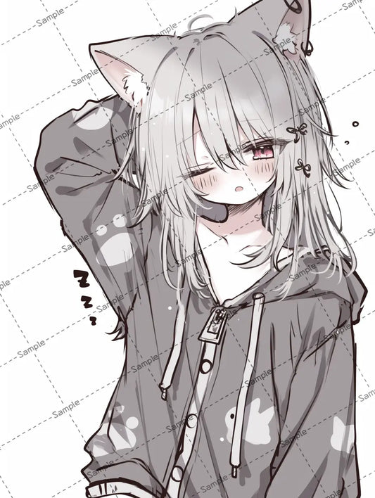 猫耳がある可愛い病み系女子のイラスト-アイコン AI イラスト