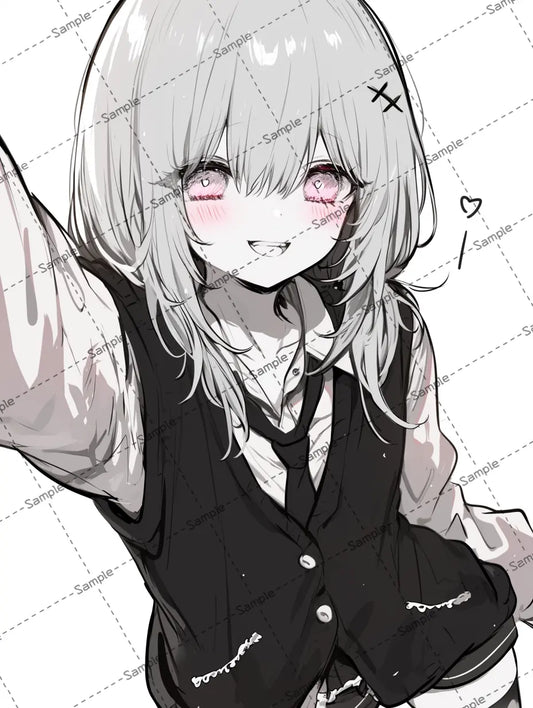 自撮りしている病み系女子のイラスト-アイコン AI イラスト