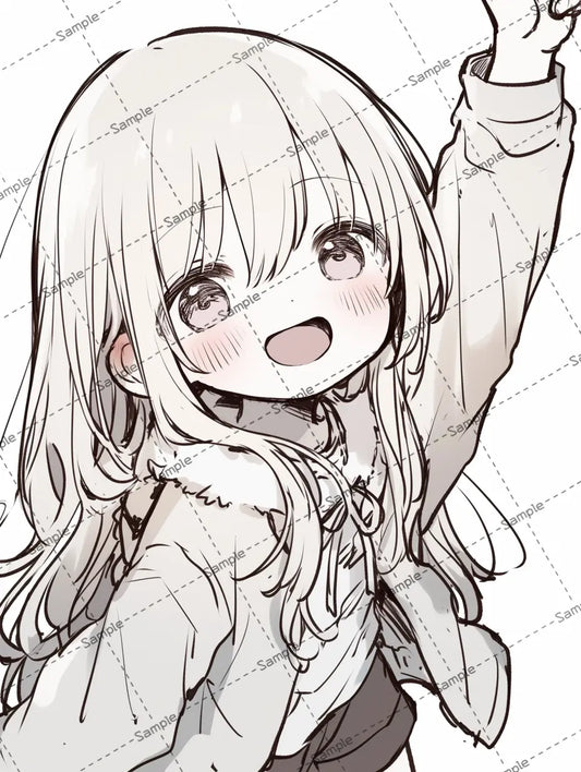 はしゃいでいる小さな可愛い女の子のイラスト-アイコン AI イラスト