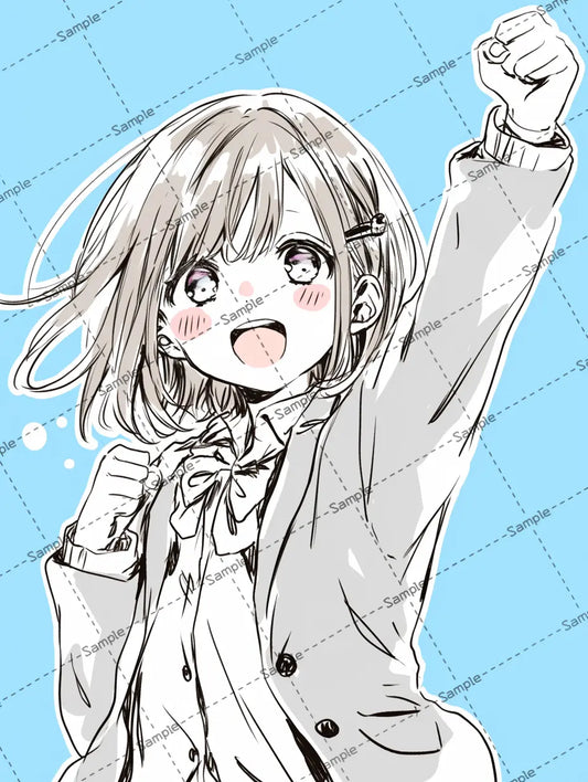 拳を握りしめている可愛い女の子のアイコン AI イラスト