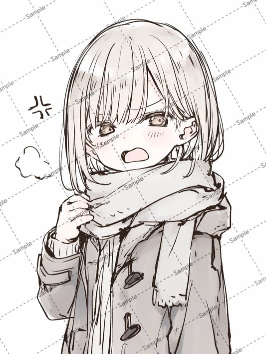 怒っているミディアムヘアの女の子のイラスト-アイコン AI イラスト
