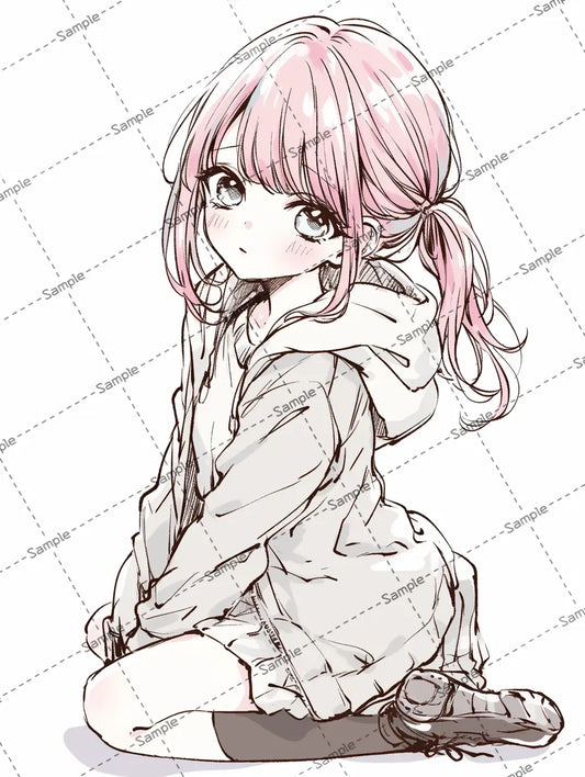 女の子座りをする可愛い女の子のイラスト-アイコン AI イラスト