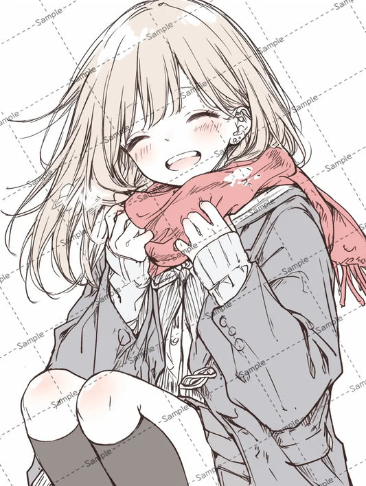 目をつぶって笑っている女子高校生のイラスト AI イラスト