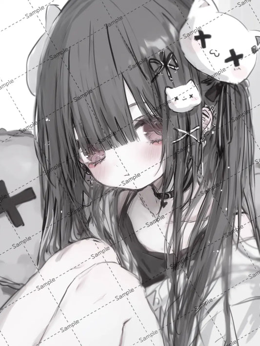 髪の長い地雷系女子のイラスト-アイコン AI イラスト