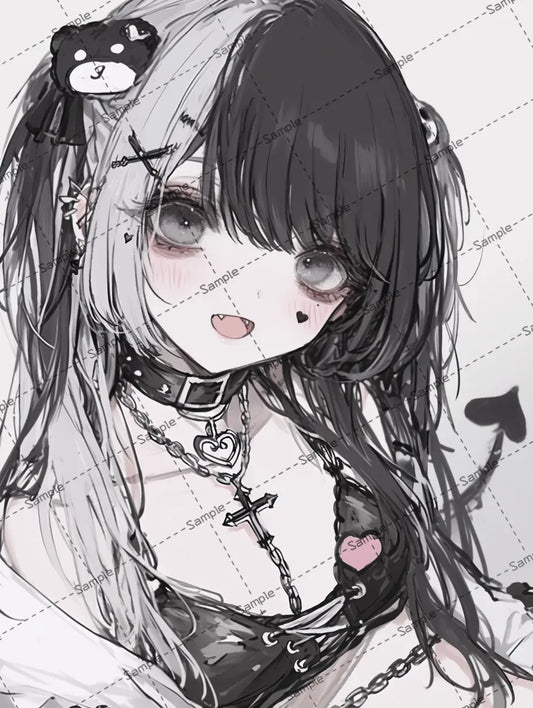 ツインテールヘアの地雷系女子のイラスト-アイコン AI イラスト