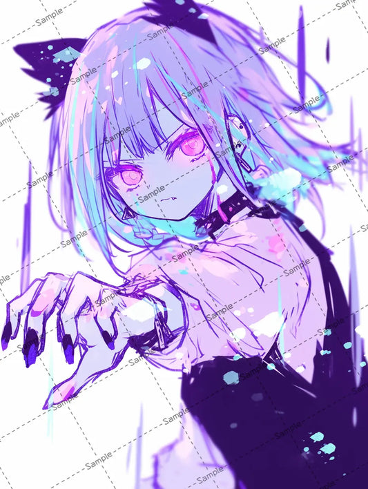 手を伸ばしている猫耳女子のイラスト-アイコン AI イラスト