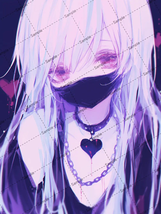 黒マスクを付けた女の子のイラスト-アイコン AI イラスト
