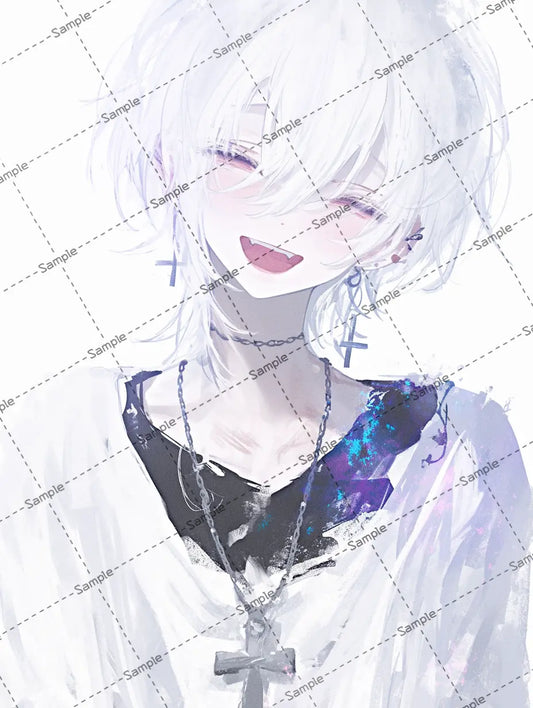 白髪ウルフヘアの女の子のイラスト-アイコン AI イラスト