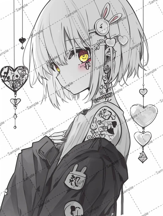 入れ墨を入れている女の子のイラスト-アイコン AI イラスト