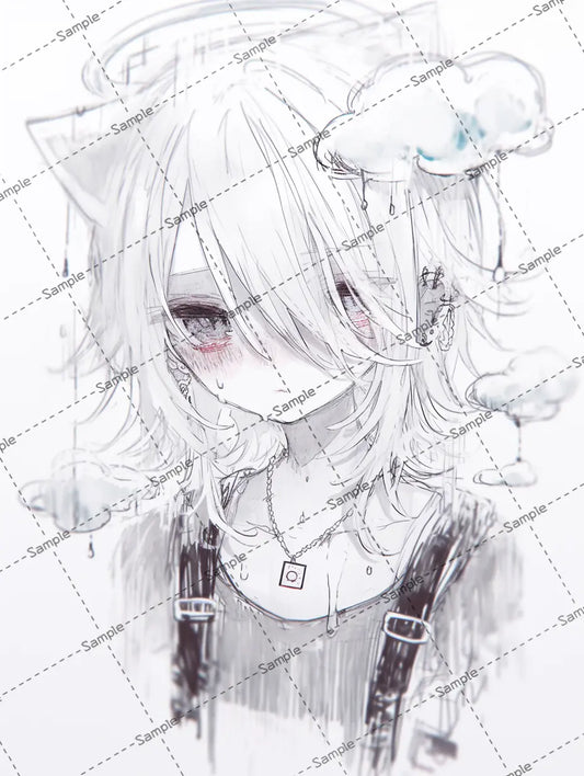 雲に囲まれた女の子のイラスト AI イラスト