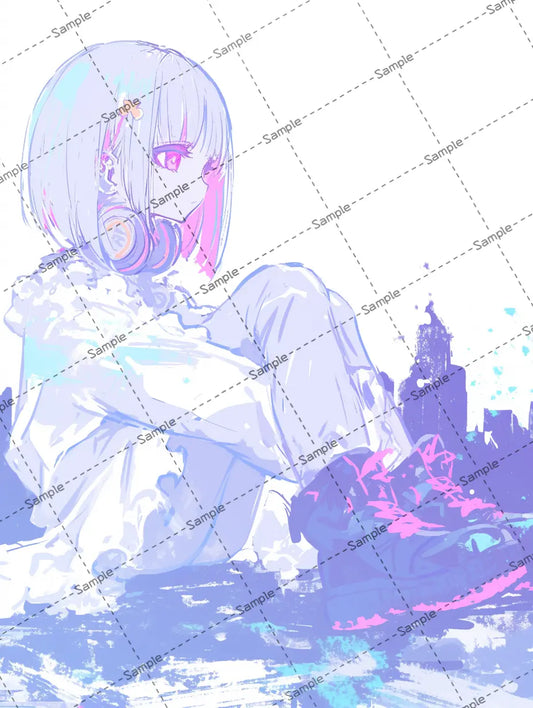 体育座りをする女の子のイラスト AI イラスト