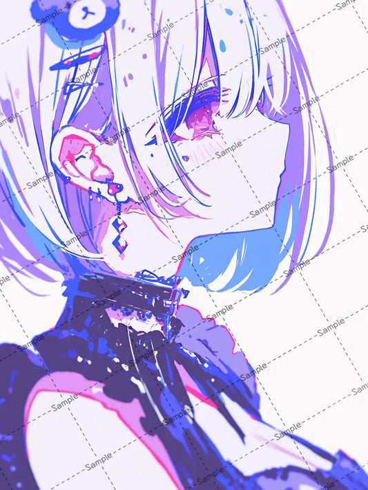 ミディアムヘアの女の子の横顔のイラスト AI イラスト
