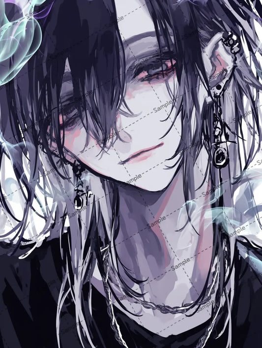 髪の長いカッコイイ男のイラスト AI イラスト