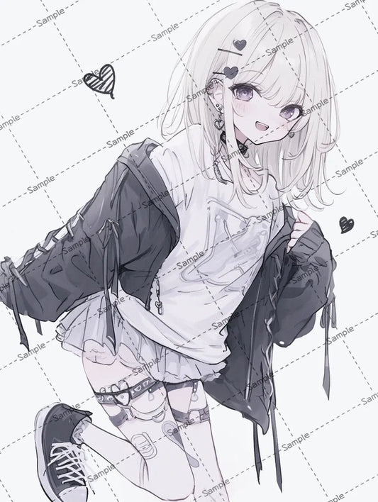 カジュアルな服装をした女の子のイラスト AI イラスト
