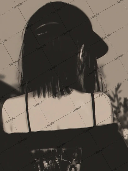 キャップをかぶった女の子の後ろ姿のアイコン AI イラスト