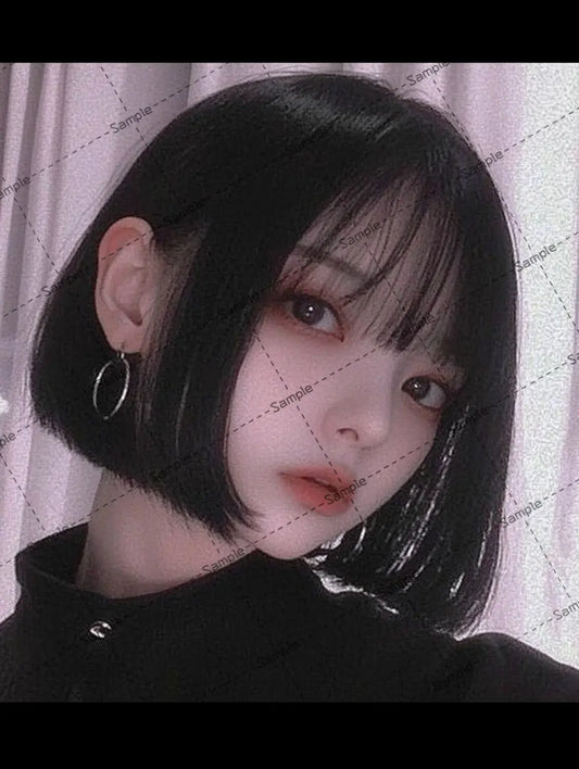黒髪ボブカットの女の子の写真 AI イラスト